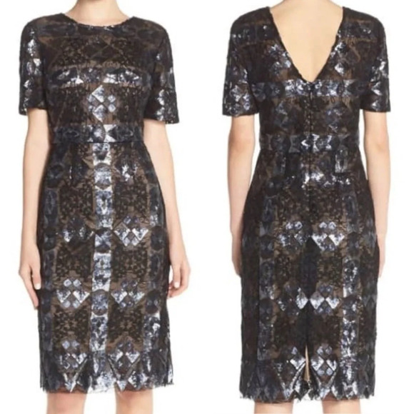 BCBGMAXAZRIA 'Samara' Sequin Lace Sheath Dress size 2 - Picture 1 of 6
